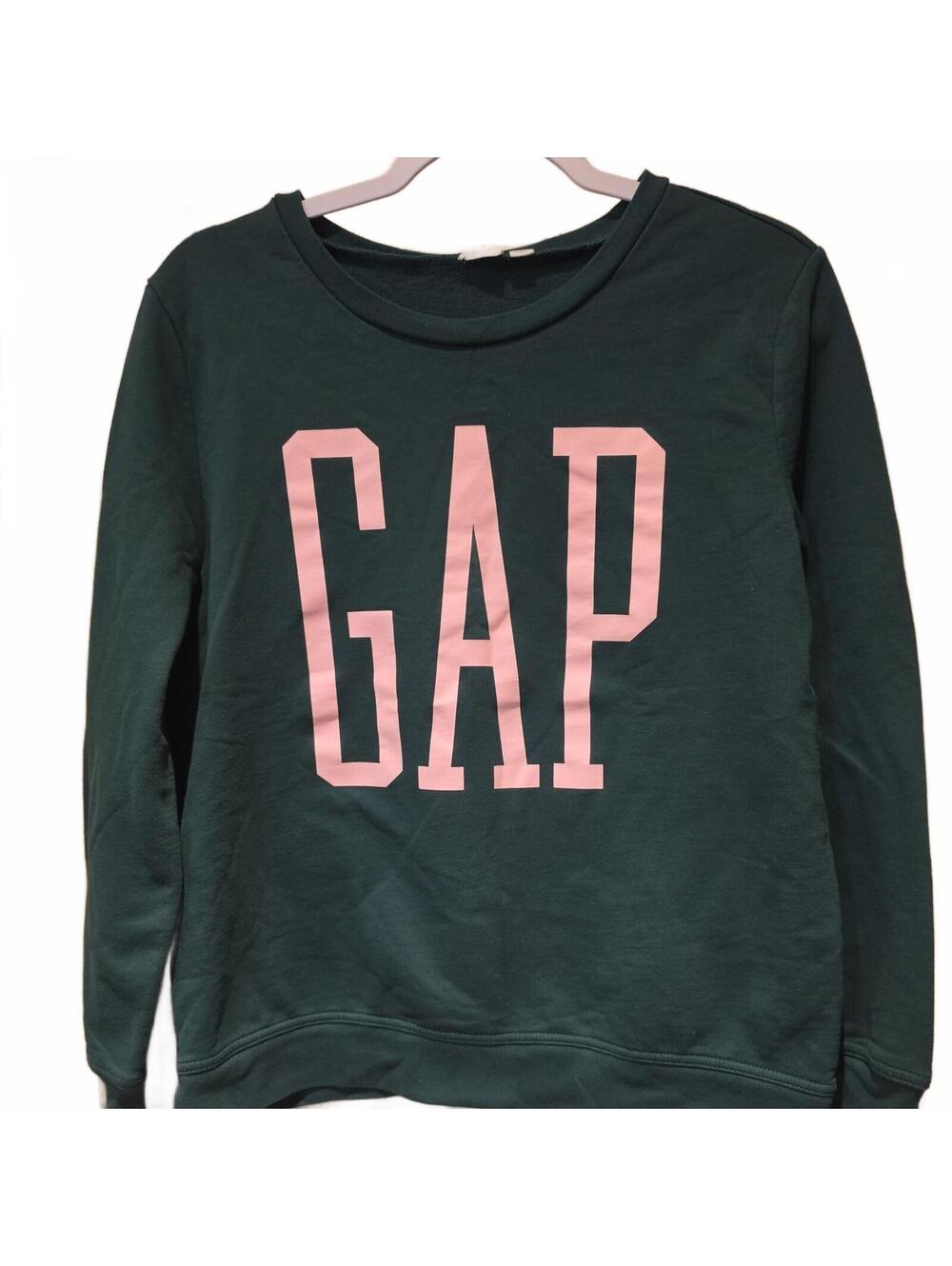 GAP Womens medium Forest Green Varsity Logo Fleece Crewneck Sweatshirt